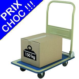 Chariot pliant économique Cargo - Charge 150 kg - Plateforme antidérapante - Dossier rabattable_0