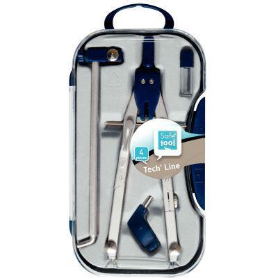 Coffret compas à ressort en métal satiné - 4 accessoires - Réglage rapide et vis micrométrique_0