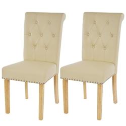 Décoshop26 - 2x chaises de salle à manger chesterfield synthétique crème pieds clairs design moderne et chic 04_0000320 - 3000252378985_0