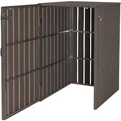 Décoshop26 - Abri de poubelles extérieur conteneurs à ordures avec couvercle jusqu'à 2 bacs 117x80x105 cm aspect bois métallique 04_0005597 - 300_0