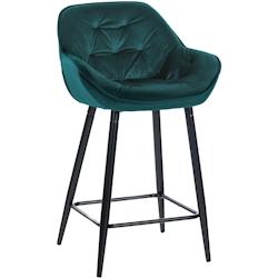 Décoshop26 - Tabouret de bar chaise haute x1 assise effet capitonnée en velours vert foncé et métal noir 10_0004886 - noir 3000252344515_0