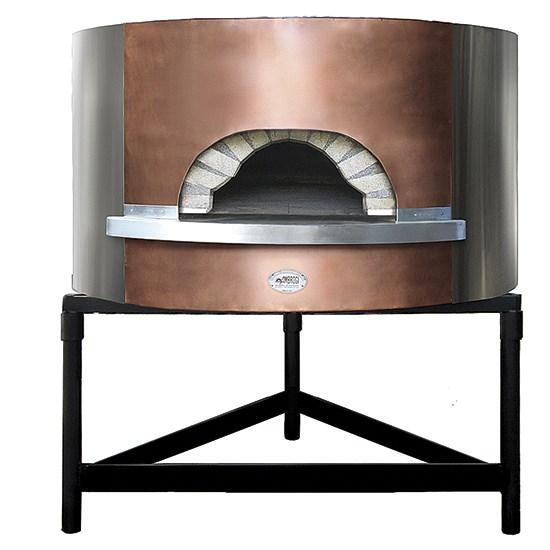 Four à pizza à bois avec façade en cuivre, sole diametre 1450 mm, capacité 8/10 pizzas - CAC0023_0