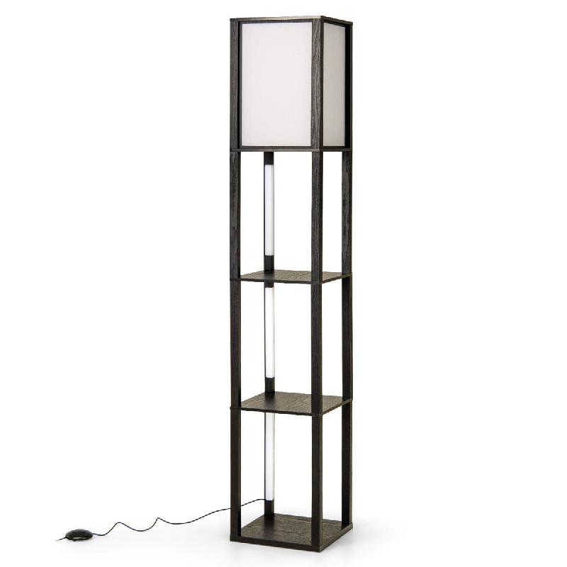 Helloshop26 - Lampe de sol avec étagères 29 x 29 x 163 cm éclairage réglable ambiance cosy style moderne en MDF noir 20_0012302 - 3000227165725_0