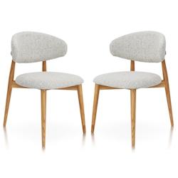 Kosmi Lot de 2 chaises Skandi en bois massif et assise en tissu chiné gris - 3760301697510_0