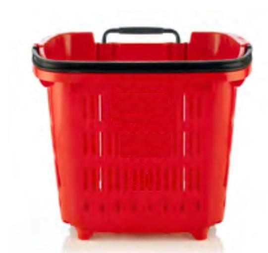 Panier libre service - 34 litres - double anse extensible - polypropylène - coloris bleu, vert, rouge - lot de 10_0