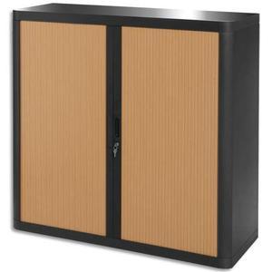 Easyoffice armoire démontable corps en ps teinté noir hêtre - dimensions l110xh104xp41,5 cm_0