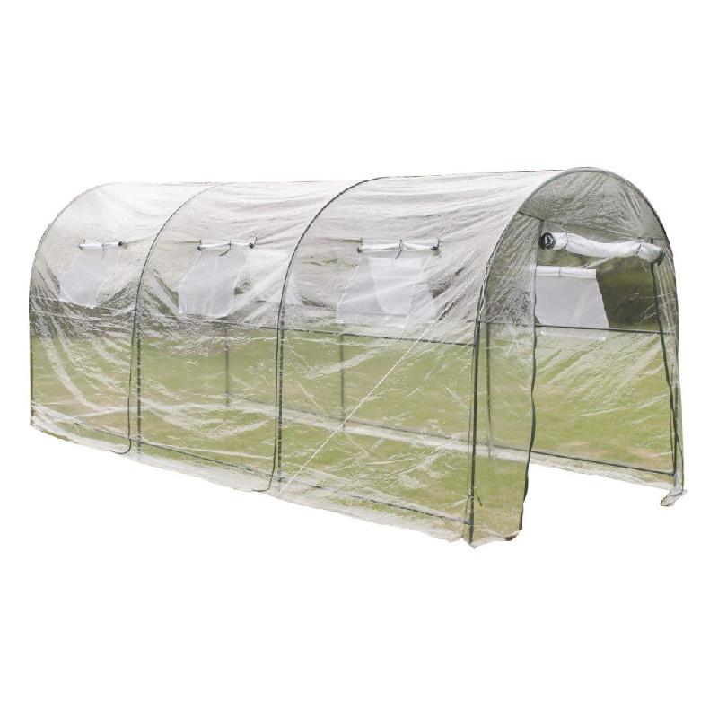 Serre de jardin 450x190x200 cm - Tubes en acier enduit - Film PVC transparent résistant_0