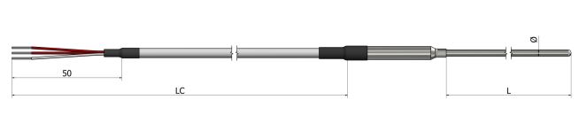 Sonde à résistance chemisée (RTD) - Sortie câble de prolongation - PM20 - Pt100 / Pt500 / Pt1000 - Classe A ou B - Matériau AISI304L / AISI316L_0