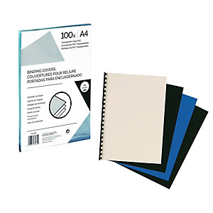Pavo Boîte de 100 Couvertures de reliure en PVC 250 microns A4 Transparent & Lot de 25 Baguettes à reliure 3 mm Noir 