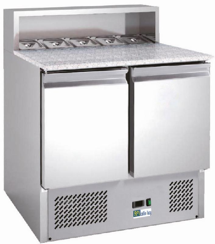 Meubles à pizzas réfrigérée inox 2 portes avec emplacement 5 bacs gn 1/6 - 900x700x1075 mm - aaps900._0