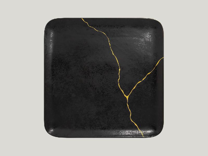 ASSIETTE PLATE CARRÉ NOIR PORCELAINE 27X27 CM KINTZOO RAK