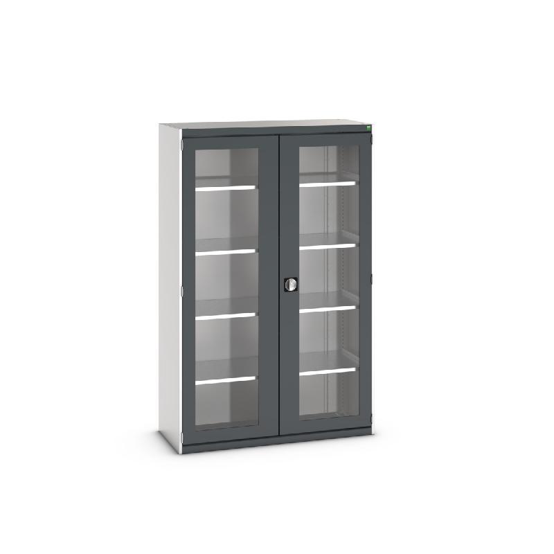 Armoire d'atelier Cubio SMFS-13520-1 - Portes transparentes - 4 tablettes réglables - 1300x525x2000mm_0