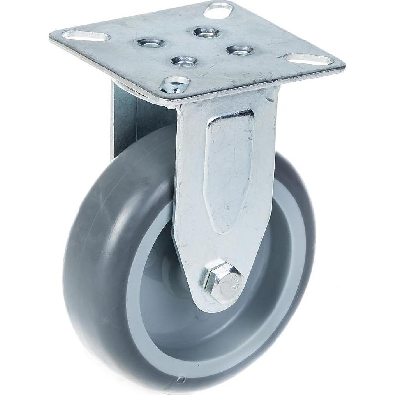 Roulette fixe de 75 mm en caoutchouc TPR gris sur roue centrale en polypropylène_0