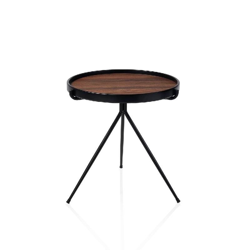 AQA Design Table basse PIN en métal noir et mdf noyer foncé L.51,5 P.51,5 H.52 MP02214 - marron métal MP02214_0
