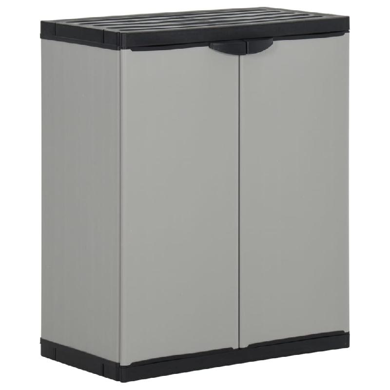 Armoire à déchets de jardin 68 x 40 x 85 cm - PVC et 100% polypropylène - Gris et Noir - 3 sacs à déchets recyclables_0