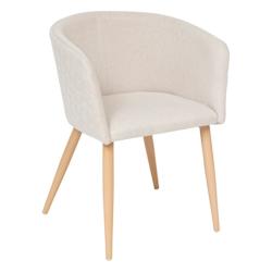 Atmosphera Chaise Fauteuil de table tissu Beige et pieds en métal aspect Bois naturel - gris 3560233534415_0