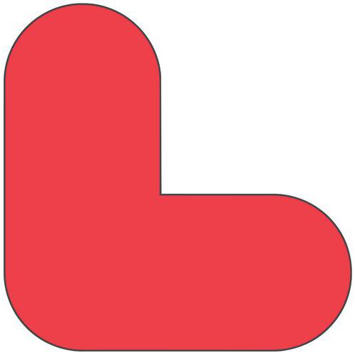 AUTOCOLLANT MARQUAGE AU SOL EN L 200X200MM ROUGE - MANUTAN