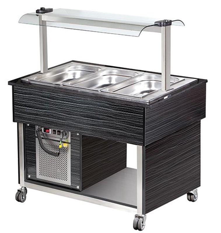 Bar à salade froide - 1,25 m - Pour 3 bacs GN 1/1 - Surface en granit - Réfrigération statique_0