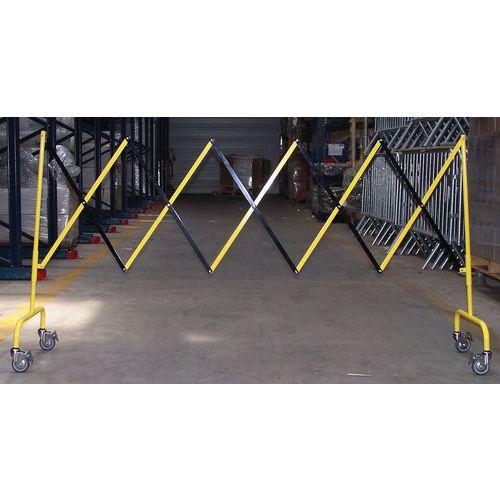 BARRIÈRE EXTENSIBLE JAUNE ET NOIR 4 ROULETTES AVEC FREINS - MOTTEZ