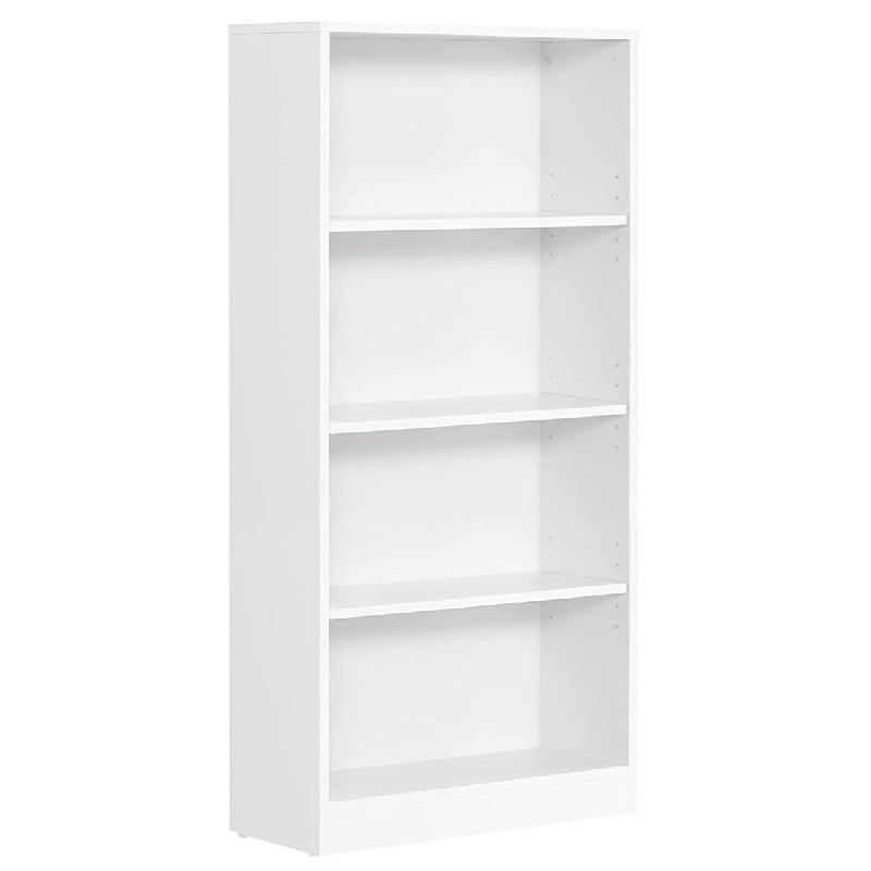 BIBLIOTHÈQUE DVD ÉTAGÈRE À 4 NIVEAUX MEUBLE DE RANGEMENT AVEC ÉTAGÈRES RÉGLABLES EN HAUTEUR POUR SALON CHAMBRE BUREAU 121,5 CM BLANC 12_0001462_0