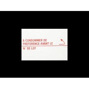 Boîte de 50 rouleaux - 60 000 étiquettes adhésives 23x16mm blanches - Impression rouge - Réf : 1210249_0