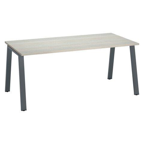 BUREAU DROIT ECLA CHÊNE GRIS L 180 X P 80 CM PIÈTEMENT MÉTAL FINITION ANTHRACITE