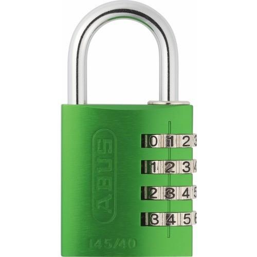 CADENAS À CODE - EN ALUMINIUM - 4 MOLETTES - 40 MM - VERT - 145 ABUS