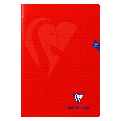 CAHIER PIQUÉ CLAIREFONTAINE MIMESYS A4 - 21 X 29,7 CM GRANDS CARREAUX 96 PAGES ROUGE