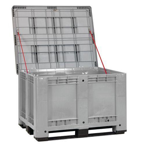 CAISSE-PALETTE À COUVERCLE PAROI PLEINE GRIS 610 L - MANUTAN EXPERT