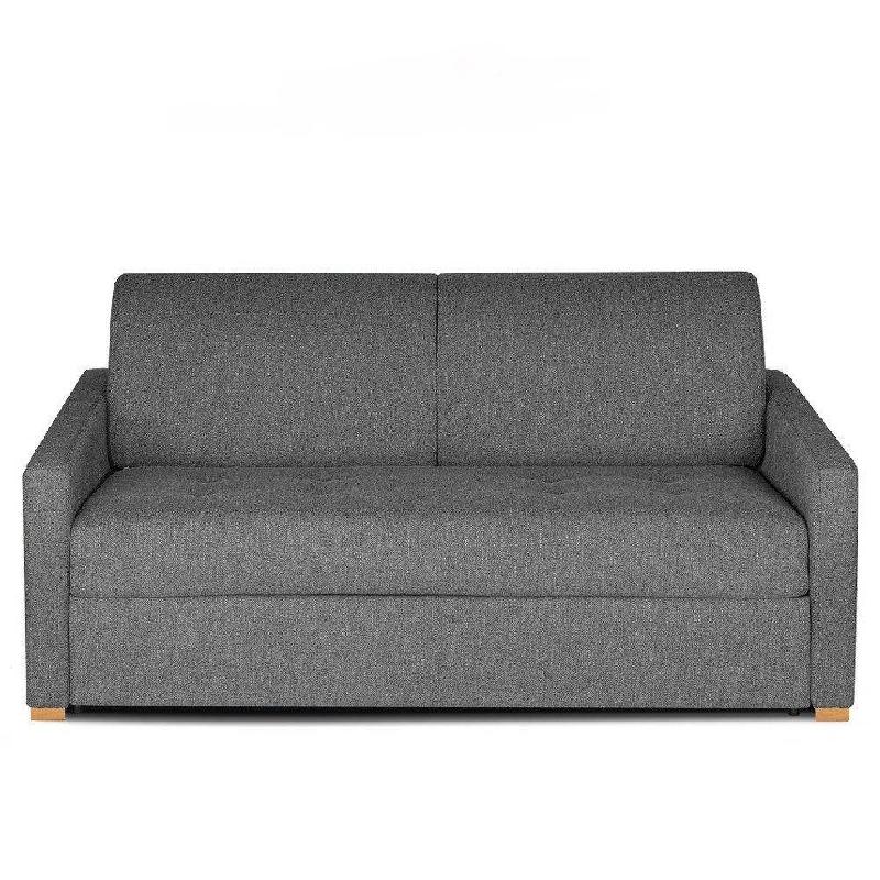 CANAPÉ CONVERTIBLE EXPRESS DANDY MATELAS 140CM COMFORT BULTEX® MONO ASSISE CAPITONNÉE TWEED GRIS SILEX_0