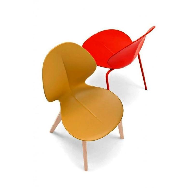 Chaise design Calligaris Basil - plastique recyclable et piétement en bois_0