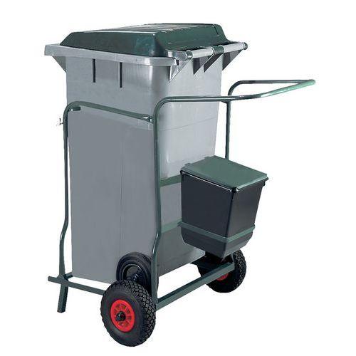 CHARIOT À BALAI VERT/GRIS CAP.:240 L H:105 CM