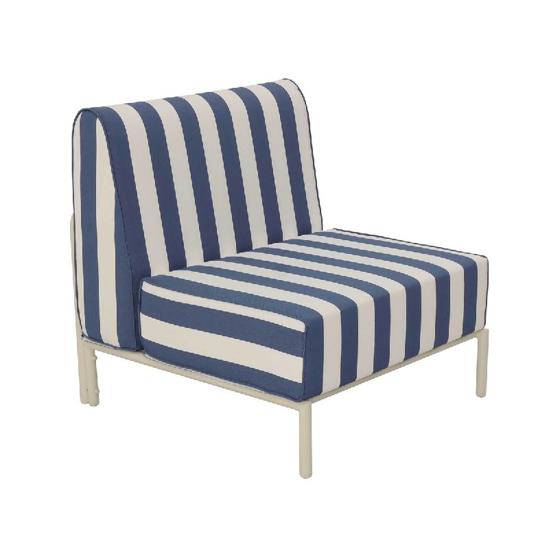 Chauffeuse rayé pour salon de jardin modulable en tissu bleu pacific - bleu aluminium 114801_0