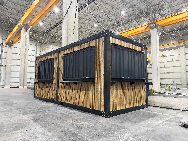 Conteneur de vente modèle IMBISS HOLZ - Isolation thermique - 14.4m² - 3 trappes de vente_0