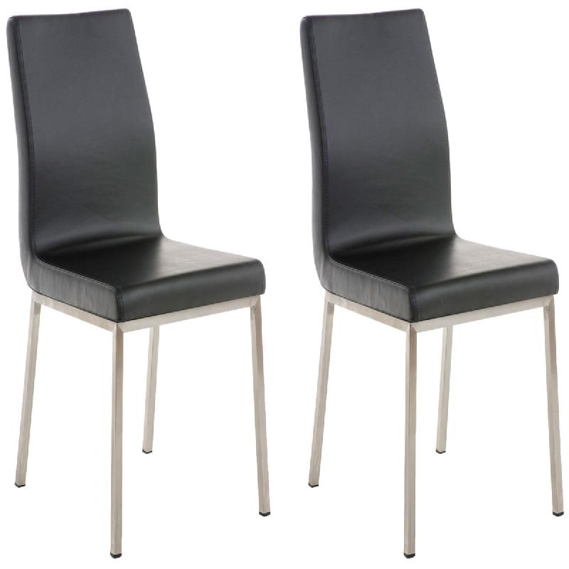 Décoshop26 - Lot de 2 chaises de salle à manger style épuré en PVC noir et acier inoxydable 10_0007403 - noir inox 3000266091924_0