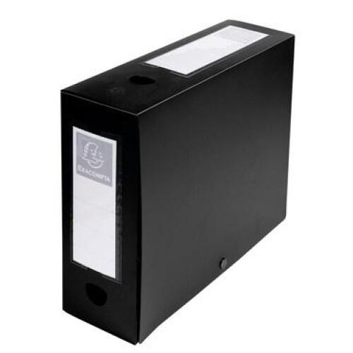 Exacompta Lot de 10 Boîte à archives polypro à pression, dos de 100, coloris noir - 3130630599319_0