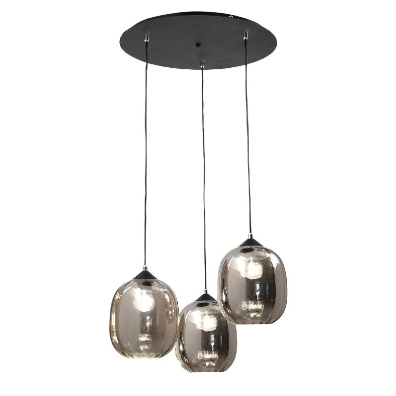 Fabas Luce Suspension Infinity En Métal Et Verre Soufflé Fumé, Ø580 Mm, Douille E27, Classe 1, Ip20, Design Moderne Et Élégant Pour Les Intérie_0