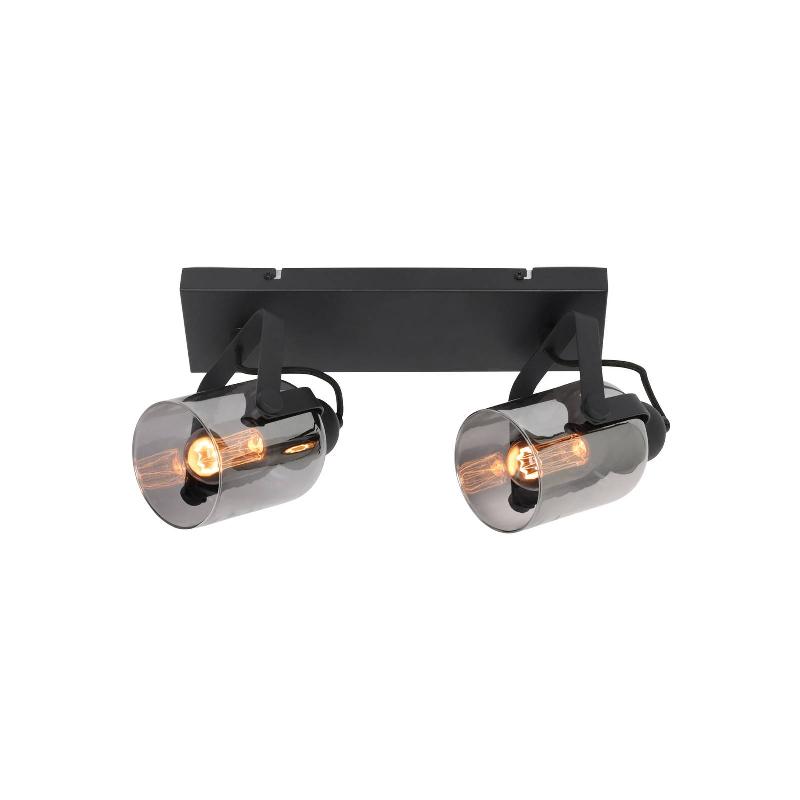 FREELIGHT SPOT POUR PLAFOND FUMOSO, LONGUEUR 37 CM, NOIR/GRIS, À 2 LAMPES.