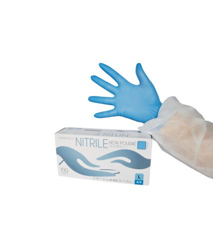 GANTS NITRILE BLEUS non poudres usage unique boite de 100 mediprotec (isognb321)_0