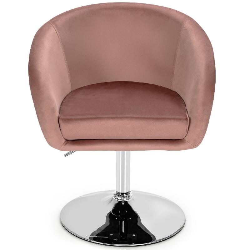 Helloshop26 - Chaise de bar pivotante réglable 72 à 86 cm confort d'assise ergonomique ambiance moderne en velours rose 20_0011268 - rose métal 300_0