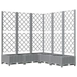 Helloshop26 - Jardinière bac lit surélevé plantes fleurs terrasse jardin avec treillis clair 120 x 120 x 121,5 cm PP gris 02_0038340 - 3000214177625_0