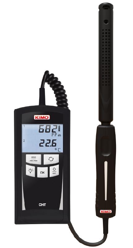 MESUREUR DE CO2 ET THERMO-HYGRO PORTABLE, 0-5000 PPM, -20 - +80°C, 5-95%HR, ÉCRAN 2 L - KIMCHT
