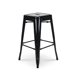 Kosmi Tabouret de bar style industriel noir brillant - Hauteur 66 cm - 3760301693154_0