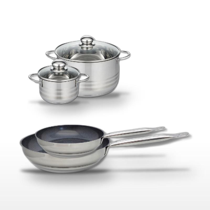 Lot Poêles 24/28cm et Faitouts 14/20cm Elo Profi Therm Platinum - gris inox 3176239989793_0