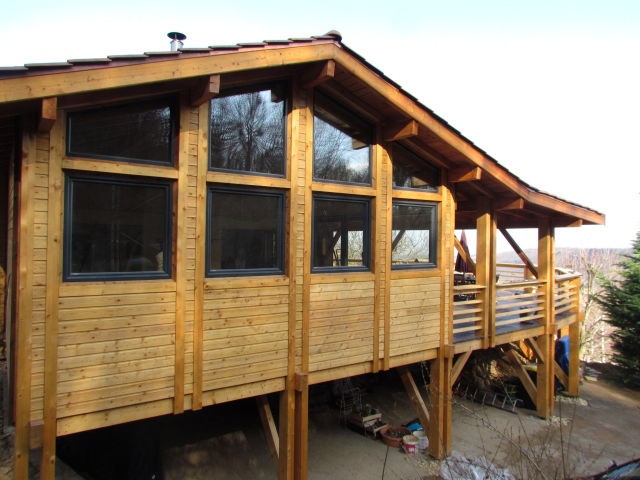 Maison à ossature en bois EMMA - demi-niveaux - toit double pente_1