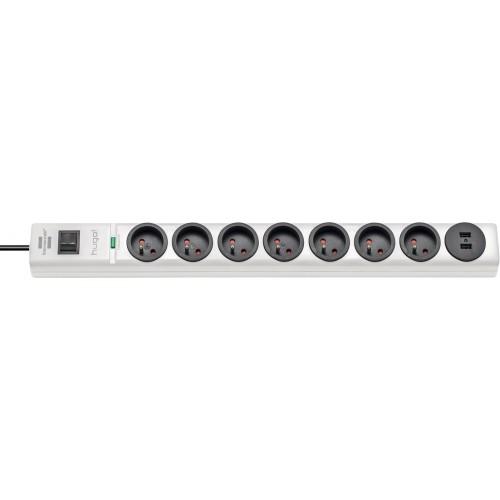 MULTIPRISE - 7 PRISES - 2 PRISES USB ET PARASURTENSEUR - BLANC - HUGO BRENNENSTUHL