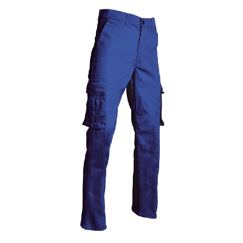 PANTALON DE TRAVAIL TYPE TREILLIS EN POLYCOTON, BLEU BUGATTI, TAILLE 52