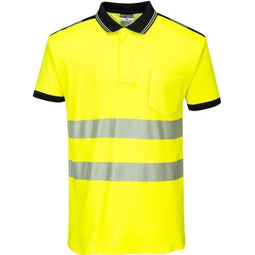 POLO HAUTE VISIBILITÉ PW3 MANCHE COURTE T180 NOIR/JAUNE XXXL - PORTWEST