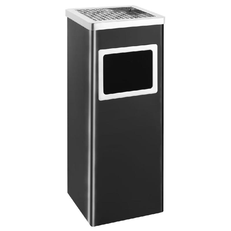 Poubelle à cendrier d'hôtel - 36 litres - acier noir - robuste et résistante à la rouille_0