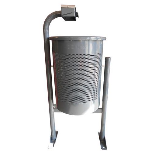 POUBELLE D'EXTÉRIEUR CHAMBÉRY AVEC CENDRIER ACIER 50 L